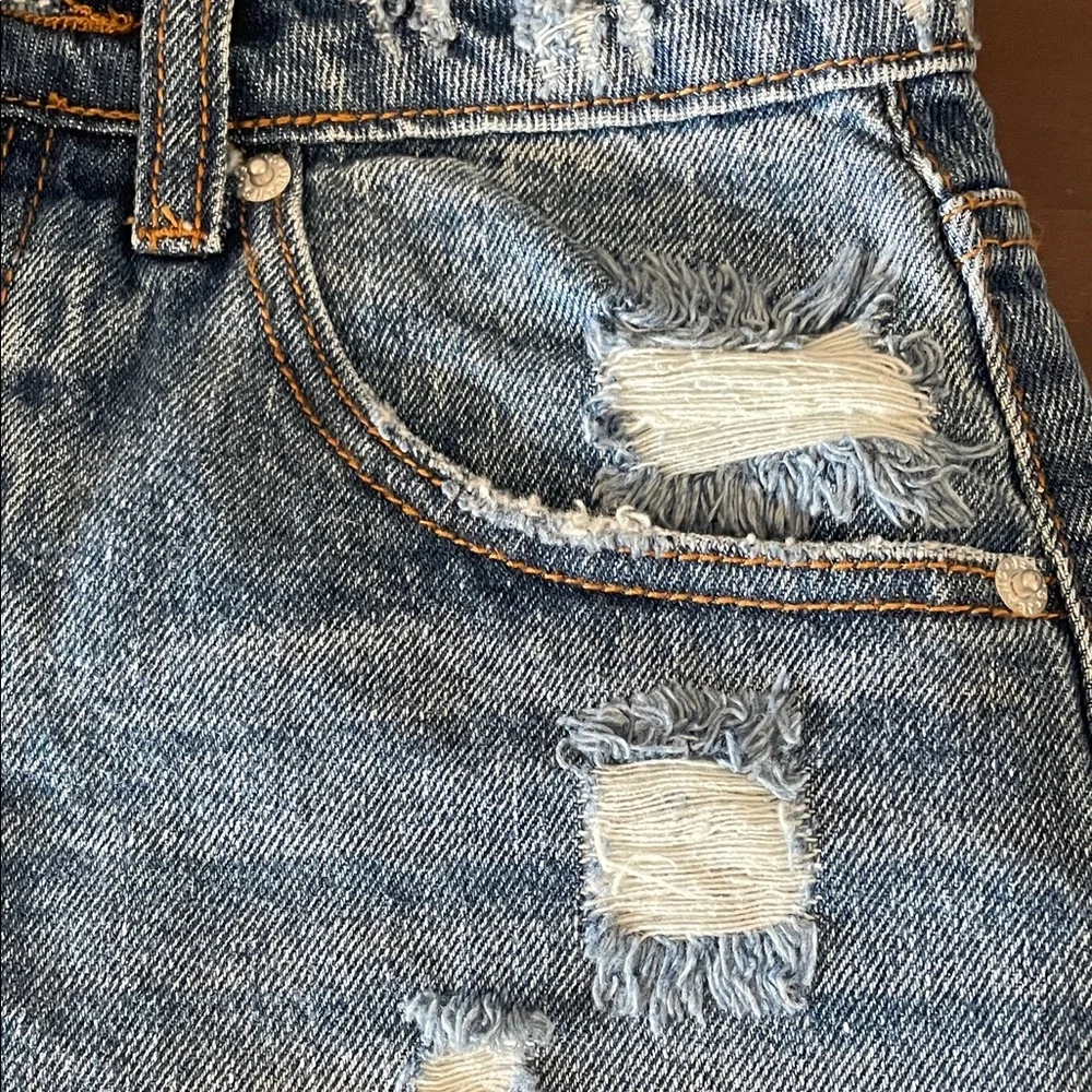 Impressions Light Blue Ripped Jean Shorts - Picture 4 of 11